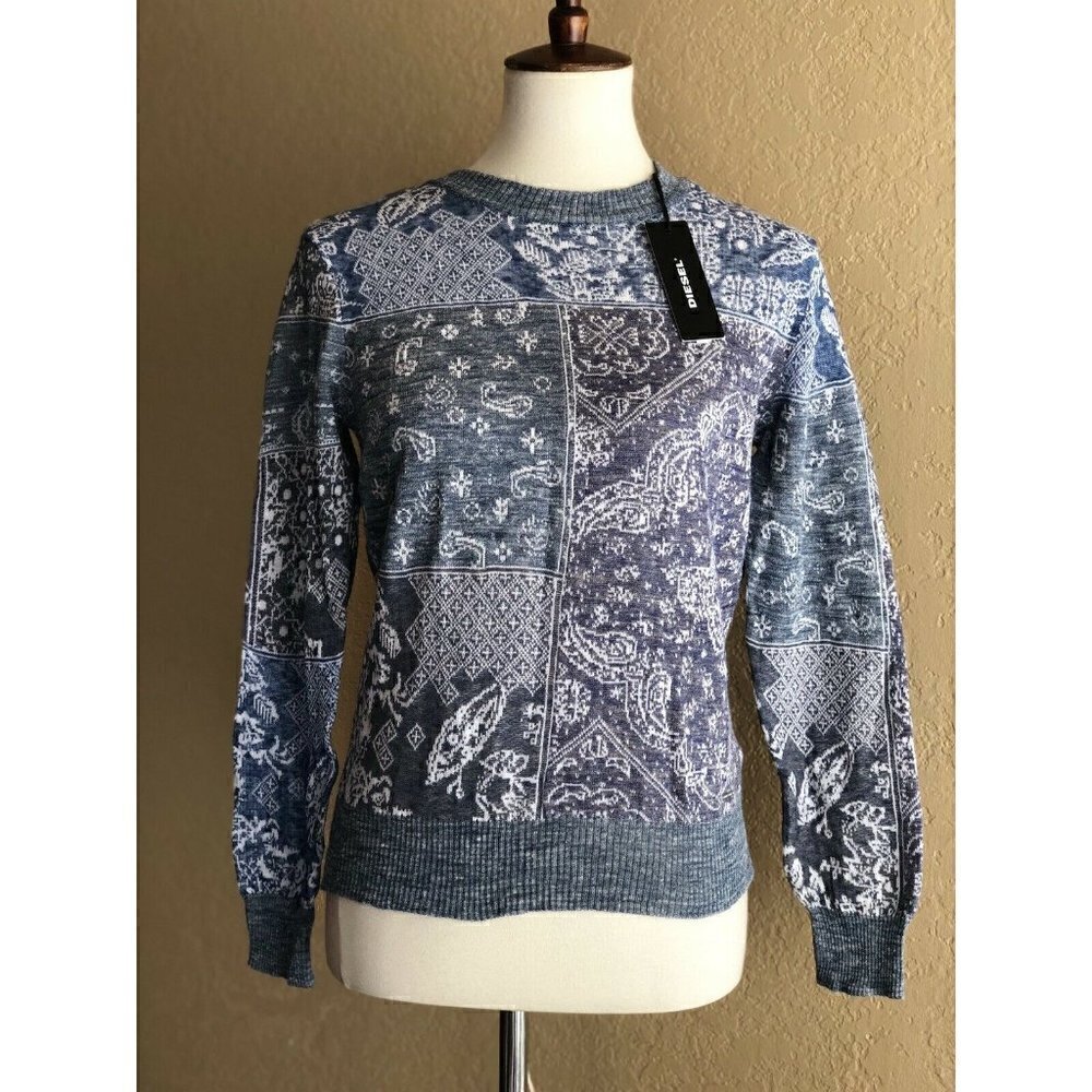 DIESEL Women's Blue M-bandana Sweater Size XS M L $178 DL9 - Picture 8 of 12